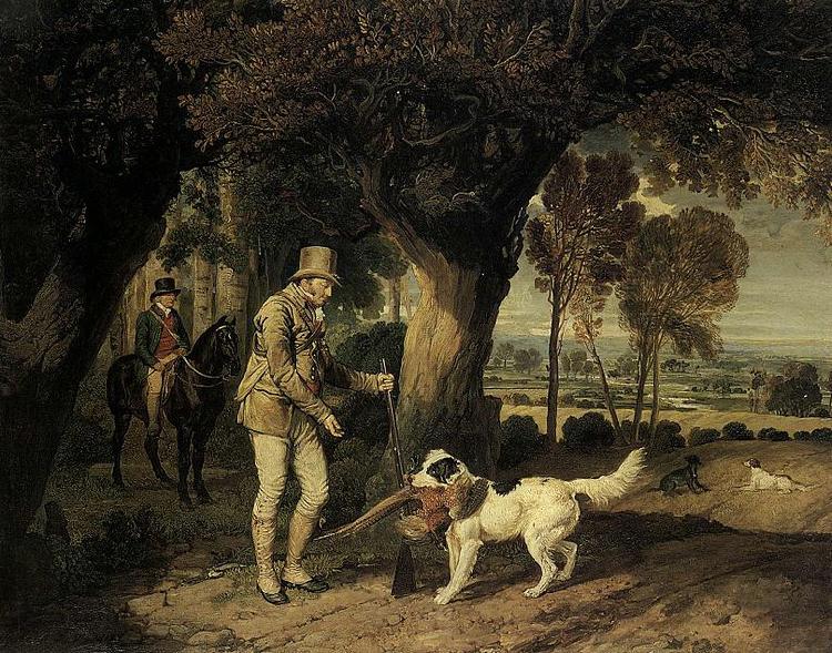 James Ward John Levett Receiving Pheasant from Retriever on HIs Estate at Wychnor,